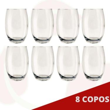 Imagem de Copo Vidro California 450ml Redondo Transparente Agua 8Un - PRATICASA,