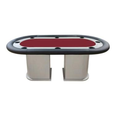 Imagem de Mesa de Poker Linha Master com Borda Estofada e Porta Copos Nude - 2,5