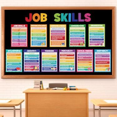 Imagem de Pajean 20 peças de pôsteres de habilidades de trabalho, decoração de sala de aula, faculdade, qualidades essenciais empregador busca carreira, quadro de avisos educacionais, graduação, material de