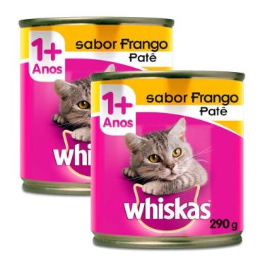 Imagem de Ração para Gatos Whiskas Adulto 1+ Anos Patê Sabor Frango Lata 290g  K