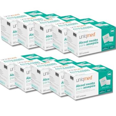 Imagem de Lenço Umedecido Álcool Swab 1000 Unidades | Kit com 10 Pacotes de 100