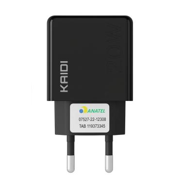 Imagem de Adaptador Preto Turbo / Carregador Elétrico Rápido Bivolt com Cabo Tipo C