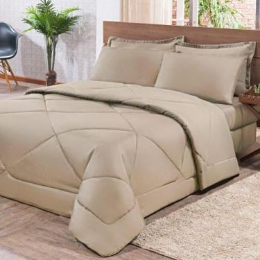 Imagem de Kit Edredom + Jogo De Lençol Aconchego Look House Dupla Face Solteiro 