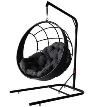 Imagem de Balanço Suspenso Ninho Preto + Almofada Cinza - PANERO