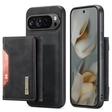 Imagem de Capa carteira de couro magnética destacável 2 em 1 para Google Pixel 10 Pro XL, 8 compartimentos para cartão, recurso de suporte, TPU à prova de choque e capa de telefone de couro premium (preto)