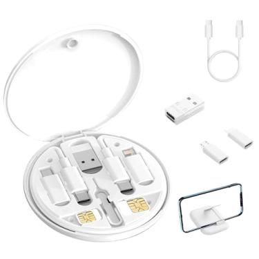Imagem de Kit de cabo adaptador de carregamento 60WCTOC, carregamento rápido e transferência de dados com tipo C/Lightning/Micro USB, ferramenta de armazenamento SIM, kit de cabos de viagem de tecnologia de