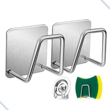 Imagem de Kit 2 Suporte Porta Esponja Bucha Pia Inox Organizador Cozinha Cor Prateado
