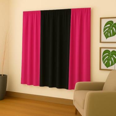 Imagem de Cortina Decorativa em Malha Gel, 2,00x1,70m, Poliéster, para Sala, Quarto e Escritório (PINK/PRETO)