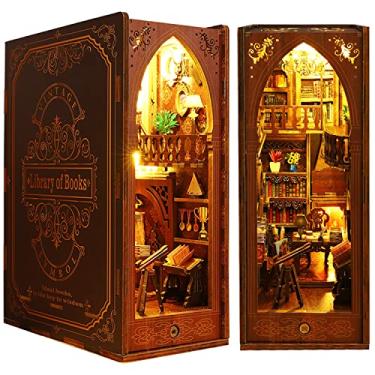 Imagem de MAGQOO DIY Book Nook Kit DIY Dollhouse Booknook Kit Bookshelf Insert Decor Alley Booknook Miniature Kit Bookends Model Build-Creativity Kit 3D Wooden Puzzle (Liabray of Books)