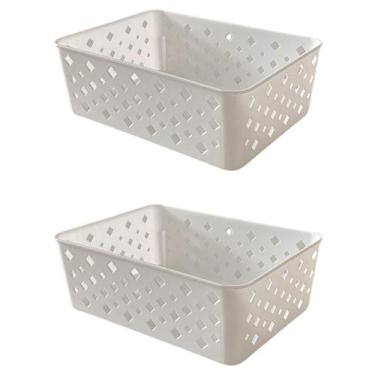 Imagem de Kit 2 Cestos Multiuso Organizador Empilhável Gaveta 19x14x6 - Trioplas