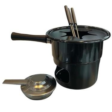 Imagem de Conjunto Aparelho Fondue Forma Jogo 8 Peças Panela Esmaltada Aço Preto