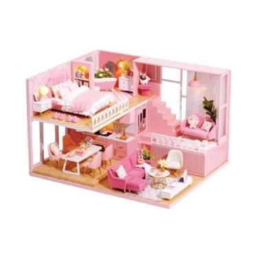 Imagem de Casa de Boneca em Miniatura de Madeira 3D - DIY com Luzes LED - Aparta