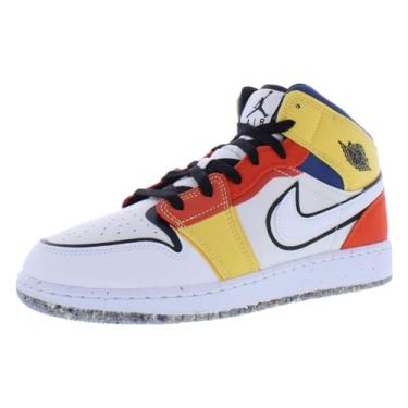Imagem de Nike Tênis infantil Air Jordan 1 Mid SE, Branco/preto/vermelho picante, 19
