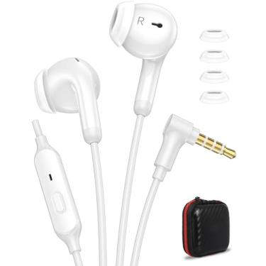 Imagem de iMangoo Fones de ouvido com fio com estojo de transporte, plugue de 3,5 mm, fones de ouvido com microfone, para classe escolar, PC, computador, laptop, Chromebook, fio, fones de ouvido auxiliares para