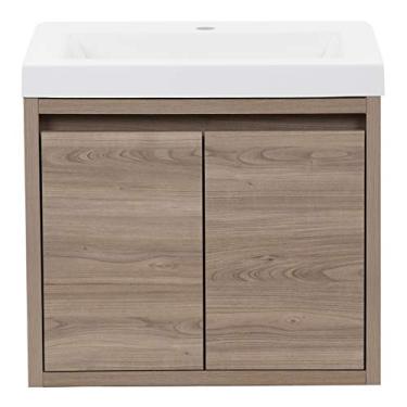 Imagem de Spring Mill Cabinets Kelby 62,24 cm 2 portas Modernas Flutuantes para Banheiro com Acabamento de Madeira Clara com Dobradiças Ajustáveis, Tampa Branca Integrada para Banheiro Completo ou Meio Banho