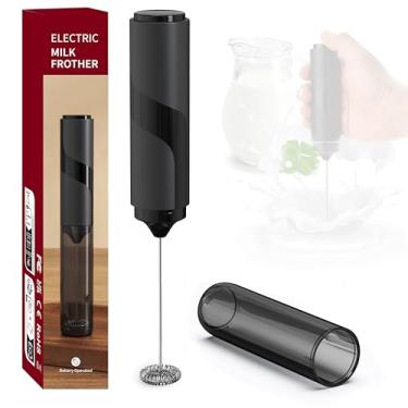 Imagem de Mini Mixer Fuê, Misturador de Bebidas Portátil, Batedor e Espumador de Leite Sem Fio a Pilhas, Com Tampa, Para Café, Latte, Matcha, Chocolate Quente, Premium