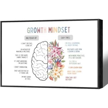 Imagem de ZRHJKYV Growth Mindset Mental Health Poster Boho Inspirational Positive Affirmations Wall Art Prin Canvas Posters Decoração de parede para sala de aula, escritório, 30 x 45 cm sem moldura