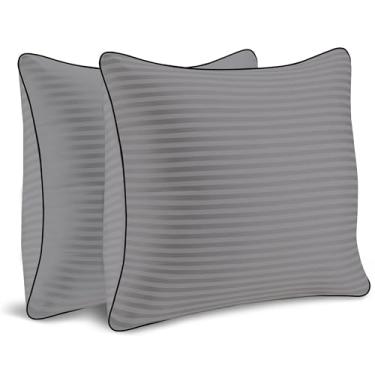 Imagem de Yettbea Conjunto de 2 almofadas decorativas para sofá e cama, enchimento quadrado interno para sala de estar com enchimento alternativo premium original, cinza