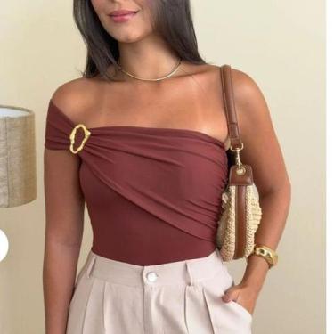 Imagem de Body Feminino Fivela Elegante 0rgânico Poliamida Suplex Tendência - No