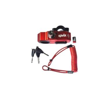 Imagem de Trava Manete Moto Reforçada Com Alarme Kovix Khl Vermelho