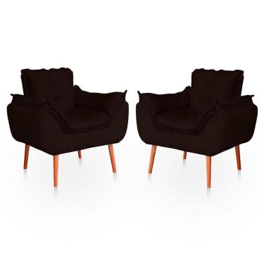 Imagem de Kit 02 Poltronas Opala Para Sala Confortável Resistente Marrom