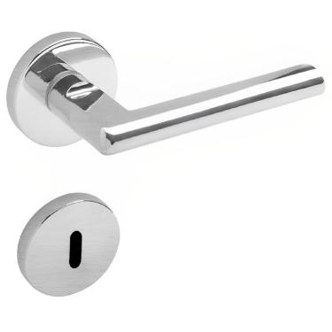Imagem de Conjunto De Fechadura 6521 Em Zamac Interna St2 55 Roseta 323 De Inox Cromado Acetindad...