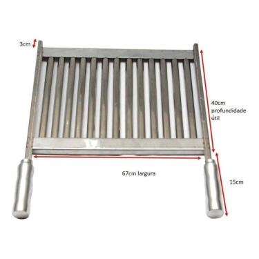 Imagem de Grelha Uruguaia Inox Parrilha Churrasco 67X40Cm Premoldada
