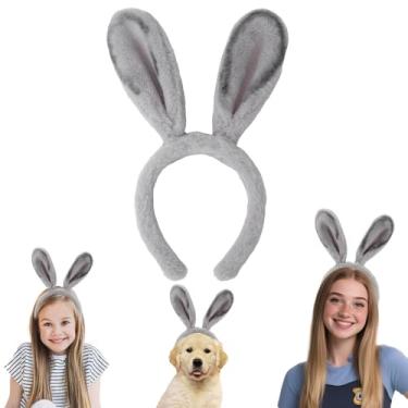 Imagem de Semato Tiara de orelhas de coelho marrom fofa fantasia de Halloween orelhas de coelho, lavagem de rosto, cabeça de coelho, roupa de cabelo moderna, acessórios de cabelo para decoração de festa de