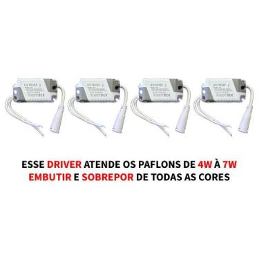 Imagem de 4 Driver Led Reator Fonte Para Plafon 4w A 6w (7w) Bivolt - Speed