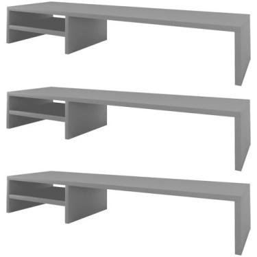 Imagem de Kit 03 Suportes Para Monitor Stand Home Office Lap 90 cm L03 Cinza - L