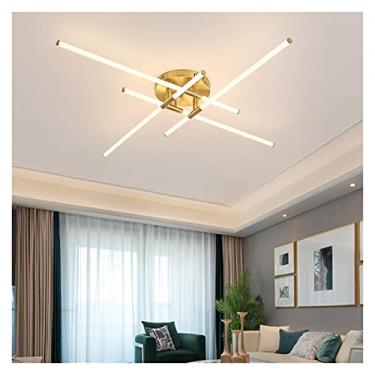 Imagem de Lustre moderno LED Lustres de teto compatíveis com decoração de sala de estar Lustre Quarto Cozinha Luminárias de iluminação interna Dimmer simples (cor: L95xw95cm Pequeno,
