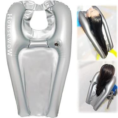 Imagem de Tigela de xampu portátil para barbeiro, bandeja de lavagem de cabelo para pia em casa, na cama ou cadeira de rodas, lavagem ou tingimento de cabelo sem cadeira de barbeiro