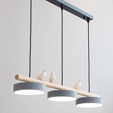 Imagem de Luminária LED regulável para sala de jantar, luz branca fria/quente, luzes pendentes de madeira, abajur redondo de acrílico, lustre de mesa criativo retangular moderno, iluminação de teto, 8