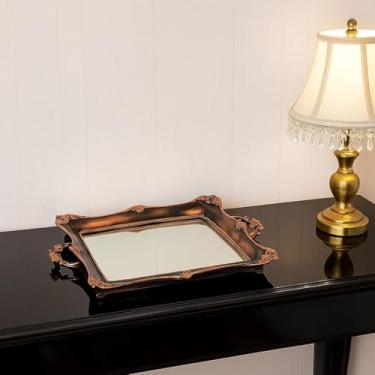 Imagem de Bandeja Espelhada Moldura Provençal Decorativa Vintage, Estilo Barroco, 48,5 x 12 cm, Acabamento em Ouro Envelhecido (Cobre Antigo)