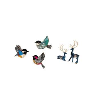 Imagem de Fenteer Conjunto de Arte de Parede de Pássaros E Renas de Madeira, Pássaros Voadores E Estátuas de Veados, Ornamentos para Jardim, Sala de Estudo, Sala de Est
