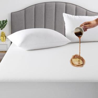 Imagem de Protetor de colchão tamanho Queen - Capa de colchão impermeável, macia, hipoalergênica e silenciosa, estilo felpudo com bolsos elásticos, cabe em bolso profundo de até 38 cm, lavável na máquina -