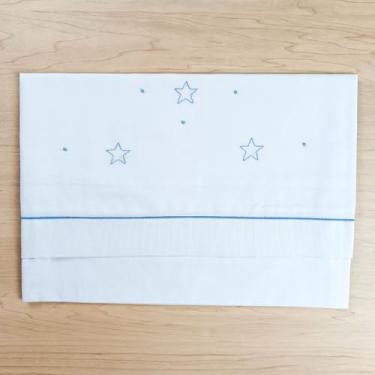 Imagem de Cueiro | Bordado à mão - Estrelinhas azuis