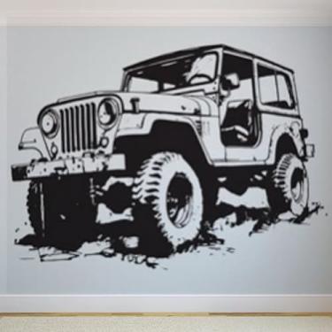 Imagem de Adesivos de parede de veículos off-road, pôsteres de parede Jeep, decalques artísticos de carro, decorações de quarto infantil, murais 130 x 103 cm