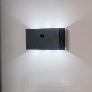 Imagem de Luminária de parede LED recarregável operada por bateria com sensor de movimento para cima e para baixo, luminária de parede de alumínio acrílico, moderna luminária magnética de parede para