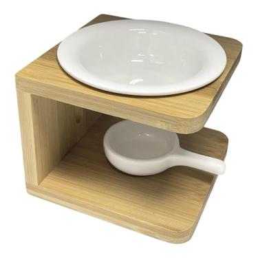Imagem de WeiLaiKeQi Queimador de óleo essencial de cerâmica, porta-velas, difusor de óleo, suporte de vela de mesa, aquecedor de óleo derretido, forno para spa de quarto, Branco