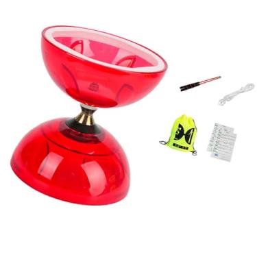 Imagem de Esquirla Conjunto de brinquedos Diabolo chinês com 5 rolamentos, prático, versátil, roda dupla, brinquedo de malabarismo Diabolo para idosos, jardim, gramado, S Red