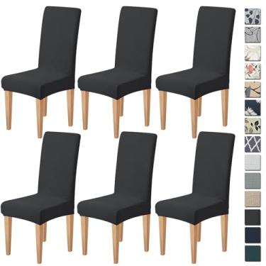 Imagem de Dioxide Capas elásticas para cadeiras de jantar, conjunto de 6 capas de cadeira de jantar laváveis, capas de assento macias para cadeiras de cozinha, capas de assento de jacquard Parson para casa
