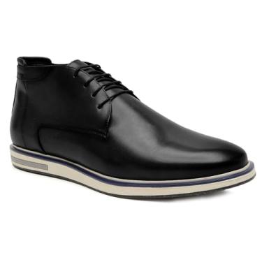 Imagem de Turunelli Calçados Bota Masculina Solado Bicolor Málaga, Coturno em Couro Naturalle, Forro em Couro, Solado Micro Expandido, Cadarço Encerado, Casual Elegante, Numeração 37-43 (Preto, Padrao, BR, Adulto, Numérico, 43)