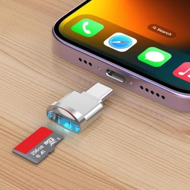 Imagem de Leitor de cartão micro SD compatível com iPhone 16/16 Plus/16 Pro/16 Pro Max/15/15 Plus/15 Pro/15 Pro Max, mini USB tipo C para leitor de cartão micro SD/TF adaptador de cartão micro SD, Plug and Play
