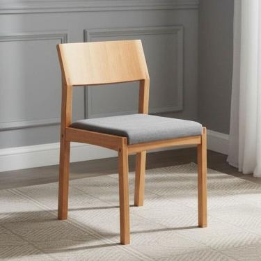 Imagem de Kit 4 Cadeiras Madeira Maciça Linho Less Amendoa