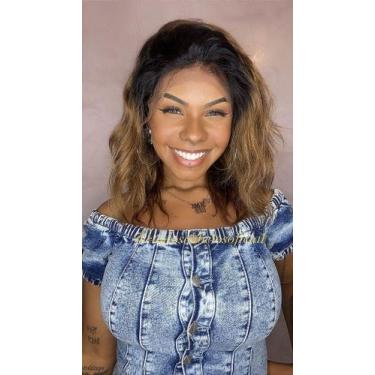 Imagem de Peruca Lace Front Cabelo Humano Ombre Loiro Ariana - 35 cm - Cia dos C