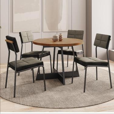 Imagem de Conjunto Sala de Jantar 4 Cadeiras Nairobi Carraro Nogal