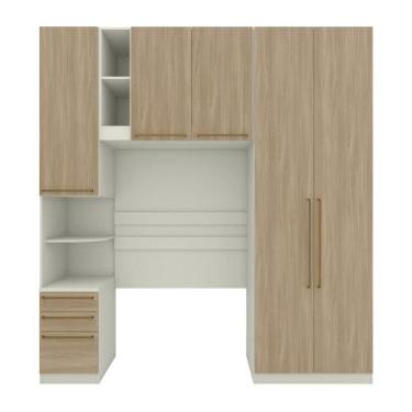 Imagem de Quarto Solteiro completo 5 Portas 6 Gavetas Areia/Jequitibá - Henn