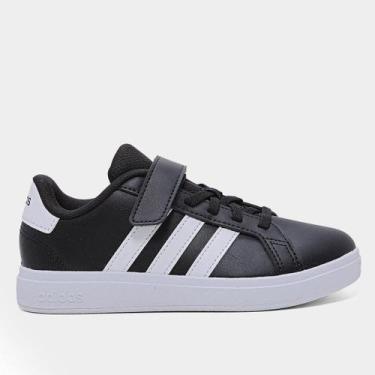 Imagem de Tênis Infantil Adidas Grand Court 2, Preto, Branco, 31