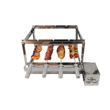 Imagem de Churrasqueira Giratória 4 Espetos Inox Gira grill bivolt - INFINITY-GR
